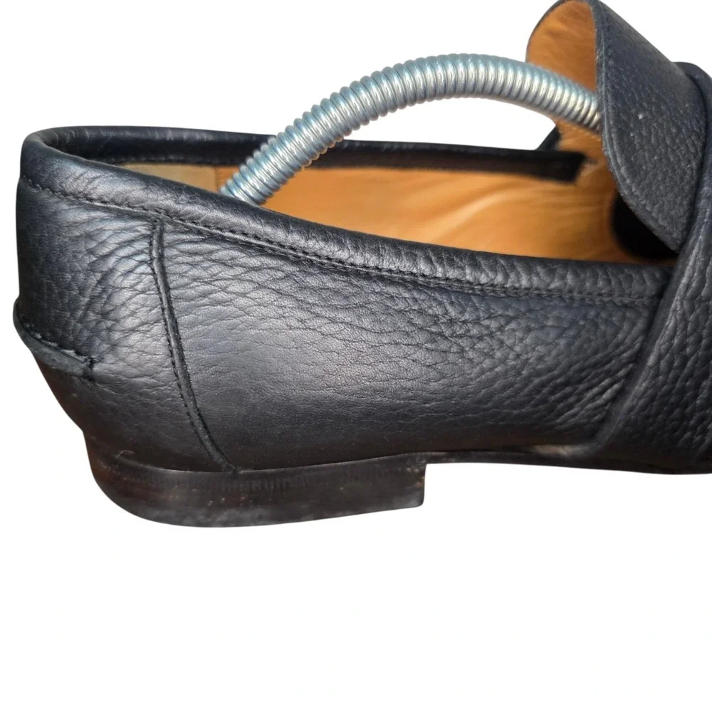 Gucci Mens 8.5 Black Pebble Leather Horsebit Square Toe Slip On Loafer Shoes